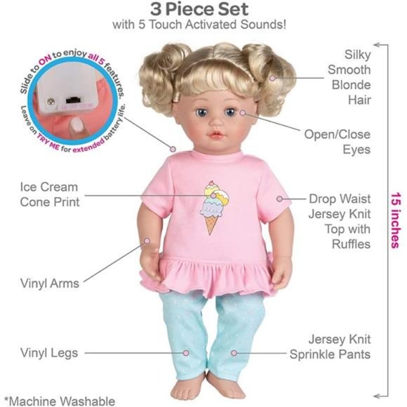 Baby Doll Touch activated doll with 5 sounds - Picture 4 of 6